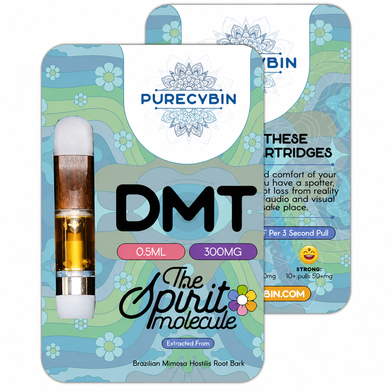 Purecybin model point five milliliter clear glass concentrate cartridge