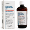 Akorn brand liquid amber suspension bottle with a secure closure cap