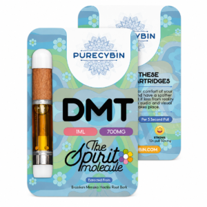 Purecybin model one milliliter seven hundred milligram clear glass oil cell with a ceramic tip