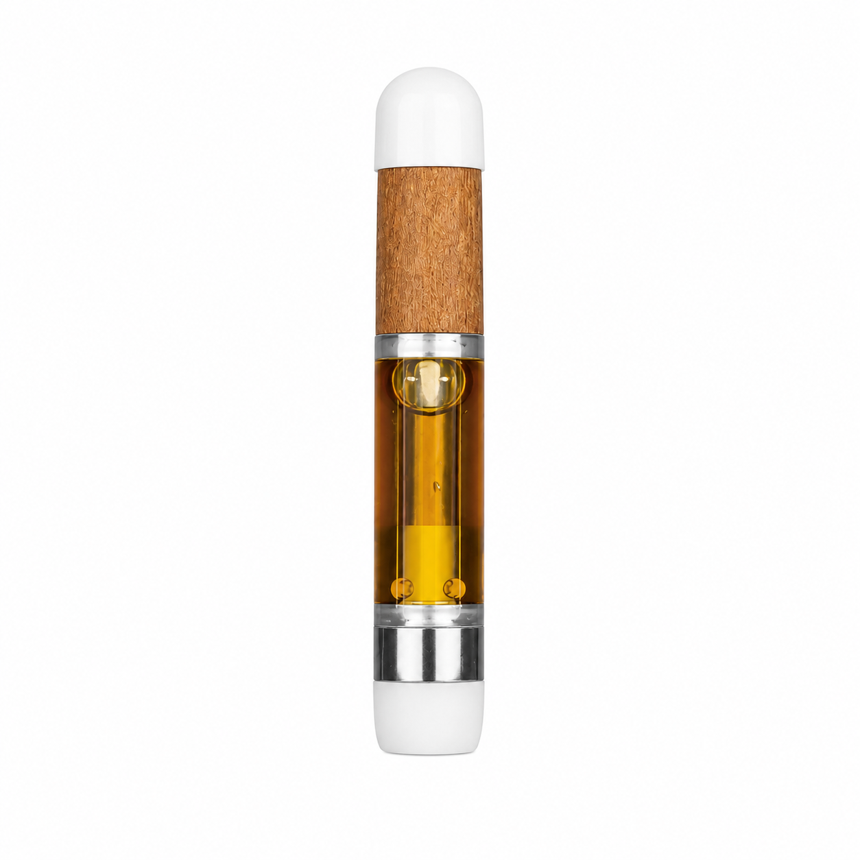 Close up of dense golden concentrate liquid inside a Purecybin one milliliter glass cell