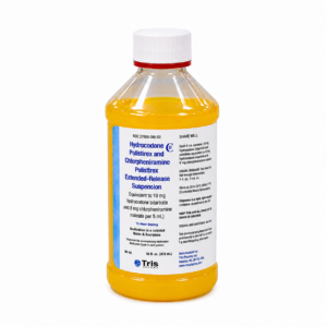 Close up of the graphic typography on a specialized liquid prescription style dispensing bottle